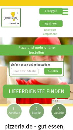 Vorschau der mobilen Webseite www.pizzeria.de, Pizzeria.de GmbH