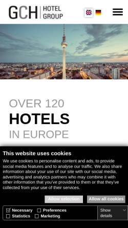 Vorschau der mobilen Webseite www.gchhotelgroup.com, GCH Hotels GmbH
