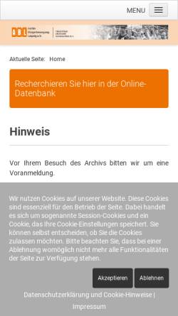 Vorschau der mobilen Webseite www.archiv-buergerbewegung.de, Archiv Bürgerbewegung Leipzig e.V.
