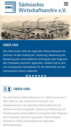 Vorschau der mobilen Webseite www.swa-leipzig.de, Sächsisches Wirtschaftsarchiv e.V.
