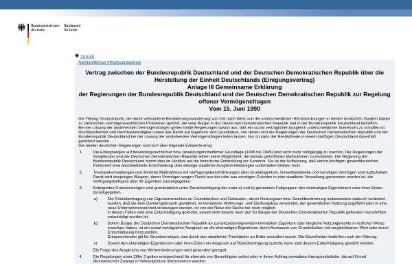 Vorschau von www.gesetze-im-internet.de, Einigungsvertrag, Anlage III - Juris
