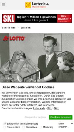 Vorschau der mobilen Webseite www.lotterie.de, Lotto in der ehemaligen DDR - Lotterie.de