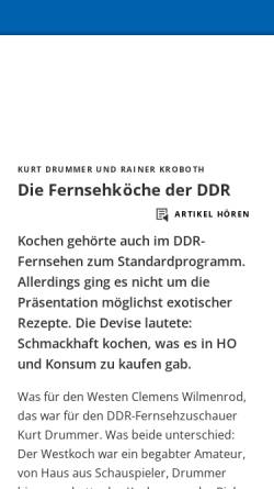 Vorschau der mobilen Webseite www.mdr.de, Die Fernsehköche der DDR - MDR.DE