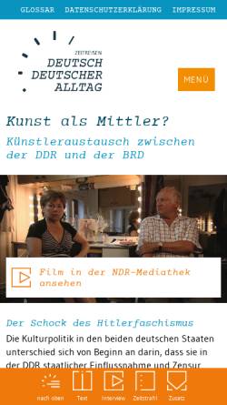 Vorschau der mobilen Webseite www.geschichte-doku.de, Kunst als Mittler? Künstleraustausch zwischen der DDR und der BRD. - PentAlpha Verlag für Kunst und Medien gGmbH