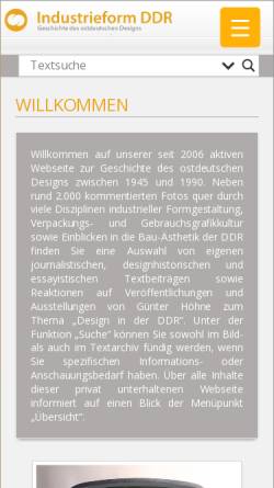 Vorschau der mobilen Webseite www.industrieform-ddr.de, Geschichte des ostdeutschen Designs - Dipl.-Journ. Günter Höhne