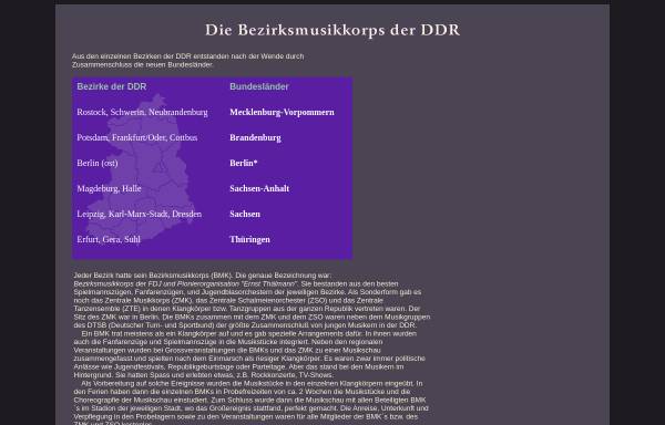 Vorschau von www.bezirksmusikkorps.de, Bezirksmusikkorps, die Grosskorps der DDR