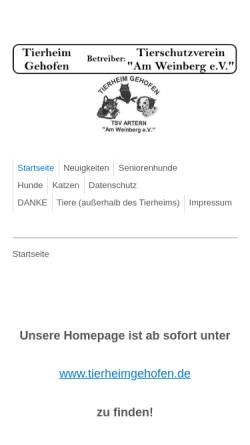Vorschau der mobilen Webseite www.kyff.de, Tierheim Gehofen