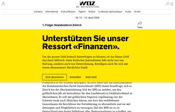 Vorschau von www.woz.ch, Als Hitlergegner ins Schweizer Zuchthaus - WOZ.ch