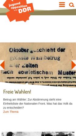 Vorschau der mobilen Webseite www.jugendopposition.de, Jugendopposition in der DDR - Bundeszentrale für politische Bildung