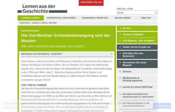 Die Ost-Berliner Schwulenbewegung und der Westen - Agentur für Bildung - Geschichte. Politik und Medien e.V