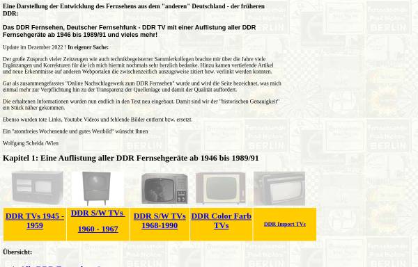 Vorschau von www.scheida.at, Das DDR Fernsehen und seine Geschichte - Fernsehhistoriker Wolfgang Scheida /Wien