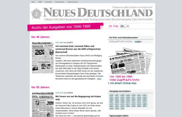 Vorschau von www.nd-archiv.de, Neues Deutschland, Archiv - Neues Deutschland Druckerei und Verlag GmbH
