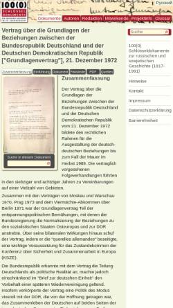 Vorschau der mobilen Webseite www.1000dokumente.de, Grundlagenvertrag vom 21. Dezember 1972 - Projekt 100(0) Dokumente, Bayerische Staatsbibliothek