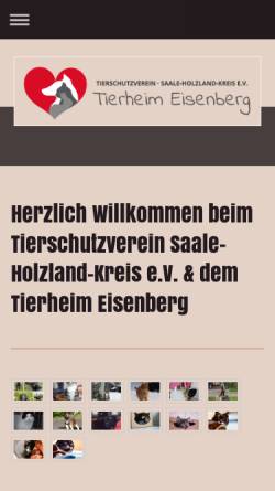 Vorschau der mobilen Webseite www.tierheim-eisenberg.de, Tierschutzverein Saale-Holzland-Kreis e.V.