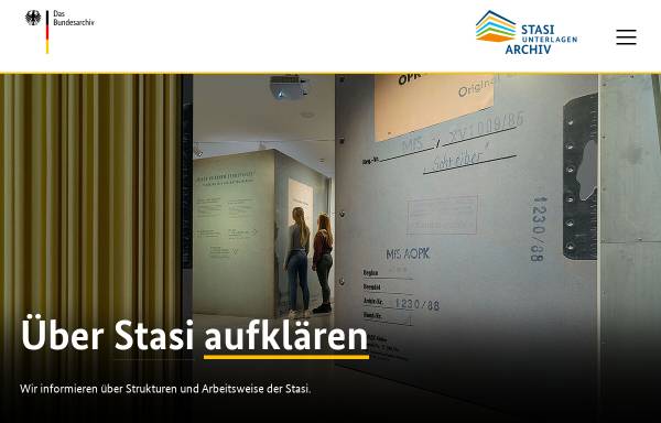 Vorschau von www.bstu.bund.de, Bundesbeauftragter für die Unterlagen des Staatssicherheitsdienstes der ehemaligen Deutschen Demokratischen Republik (BStU)