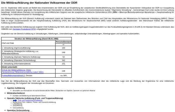 Vorschau von www.manfred-bischoff.de, Die Militärische Aufklärung der Nationalen Volksarmee der DDR