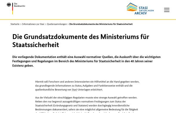 Vorschau von www.bstu.bund.de, Die Grundsatzdokumente des Ministeriums für Staatssicherheit (MfS) - BStU
