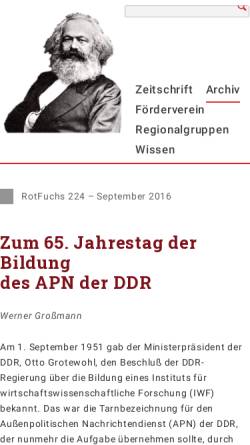 Vorschau der mobilen Webseite www.rotfuchs.net, Zum 65. Jahrestag der Bildung des APN der DDR - RotFuchs