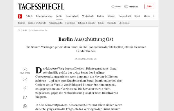 Vorschau von www.tagesspiegel.de, Ausschüttung Ost - Tagesspiegel, Fatina Keilani