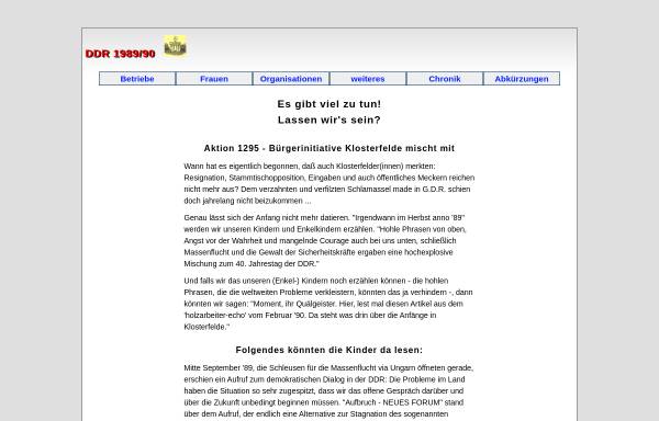 Vorschau von www.ddr89.de, Aktion 1295, Bürgerinitiative Klosterfelde mischt mit - ddr89.de