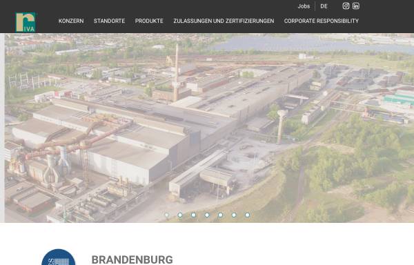 Vorschau von www.rivastahl.com, VEB Stahl- und Walzwerk Brandenburg - Brandenburger Elektrostahlwerke GmbH