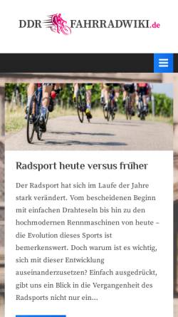 Vorschau der mobilen Webseite ddr-fahrradwiki.de, DDR-FahrradWiki - Martin Dettmann und Justus Haupt