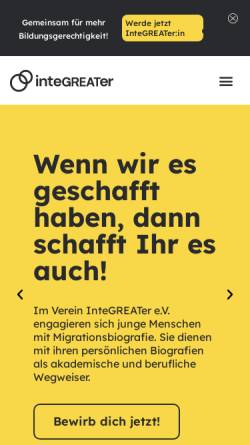 Vorschau der mobilen Webseite www.integreater.de, InteGreater e.V.
