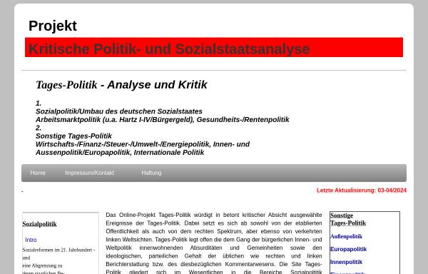 Vorschau von www.tages-politik.de, Tagespolitik