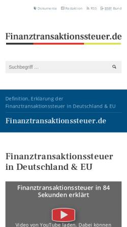 Vorschau der mobilen Webseite www.finanztransaktionssteuer.de, Finanztransaktionssteuer