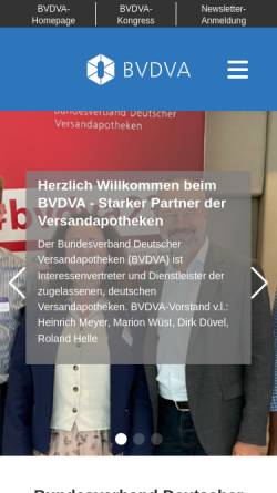 Vorschau der mobilen Webseite www.bvdva.de, Bundesverband deutscher VersandapothekerInnen