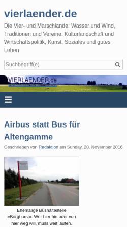 Vorschau der mobilen Webseite vierlaender.de, Nachrichten aus und für die Vier- und Marschlande