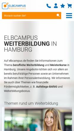 Vorschau der mobilen Webseite www.elbcampus.de, Elbcampus - Kompetenzzentrum