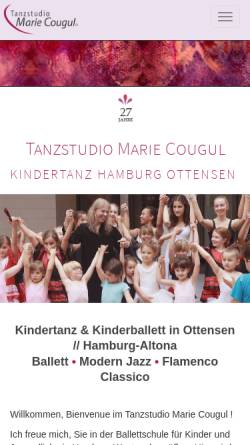 Vorschau der mobilen Webseite www.tanzstudio-marie-cougul.de, Tanzstudio Marie Cougul