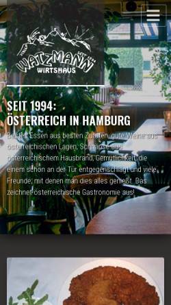 Vorschau der mobilen Webseite wirtshaus-watzmann.de, Watzmann Hamburg