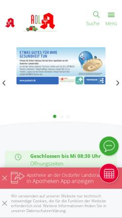 Vorschau der mobilen Webseite apotheke-hamburg-osdorf.de, Apotheke an der Osdorfer Landstraße