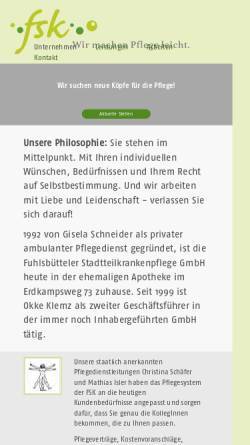 Vorschau der mobilen Webseite fsk-pflege.de, Fuhlsbütteler Stadtteilkrankenpflege GmbH