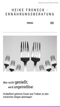 Vorschau der mobilen Webseite froneck-ernaehrung.de, Ernährungsberaterin Heike Froneck