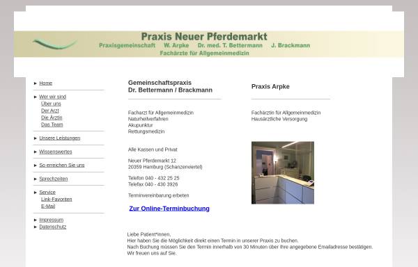 Vorschau von www.bettermann-arpke.de, Gemeinschaftspraxis Dr. Th. Bettermann und W. Arpke