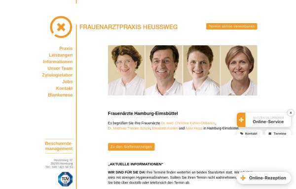 Vorschau von www.praxis-heussweg.de, Home | Frauenarztpraxis Heussweg