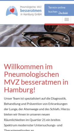 Vorschau der mobilen Webseite www.besseratmen.de, Dr. med. J. Grützmacher und Dr. med. H. ten Hoff - Pneumologen und Internisten