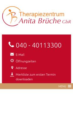 Vorschau der mobilen Webseite physiotherapie-hamburg.eu, Praxis für Physiotherapie und Krankengymnastik - Anita Brüche