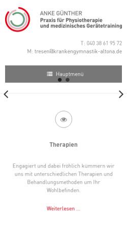 Vorschau der mobilen Webseite www.krankengymnastik-altona.de, Praxis für Physiotherapie und Krankengymnastik