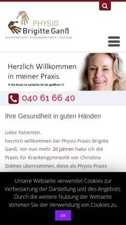 Vorschau der mobilen Webseite physio-ganss.de, Ganß, Brigitte