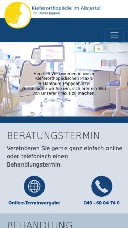 Vorschau der mobilen Webseite www.dr-joppen.de, Joppen, Dr. Oliver & Riegel, Dr. Ingrid
