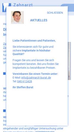 Vorschau der mobilen Webseite www.zahnarzt-burat.de, Burat, Steffen