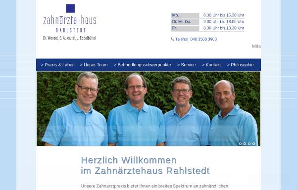Vorschau von www.zahnaerztehaus-rahlstedt.de, Wenzel, Dr. Ole & Michael Wenzel, Stefan Auksutat, Franziska Dennin