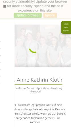 Vorschau der mobilen Webseite www.zahnaerztin-tibarg.de, Kloth, Dr. med. dent. Anne Kathrin