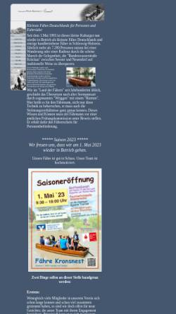 Vorschau der mobilen Webseite www.faehre-kronsnest.de, Historische Fähre Kronsnest