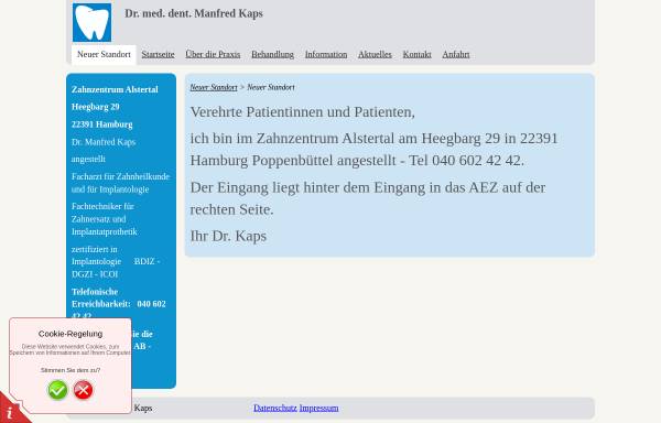 Vorschau von www.zahnmed-aez.de, Kaps, Dr. Manfred