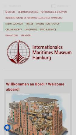 Vorschau der mobilen Webseite www.imm-hamburg.de, IMMH - Internationales Maritimes Museum Hamburg